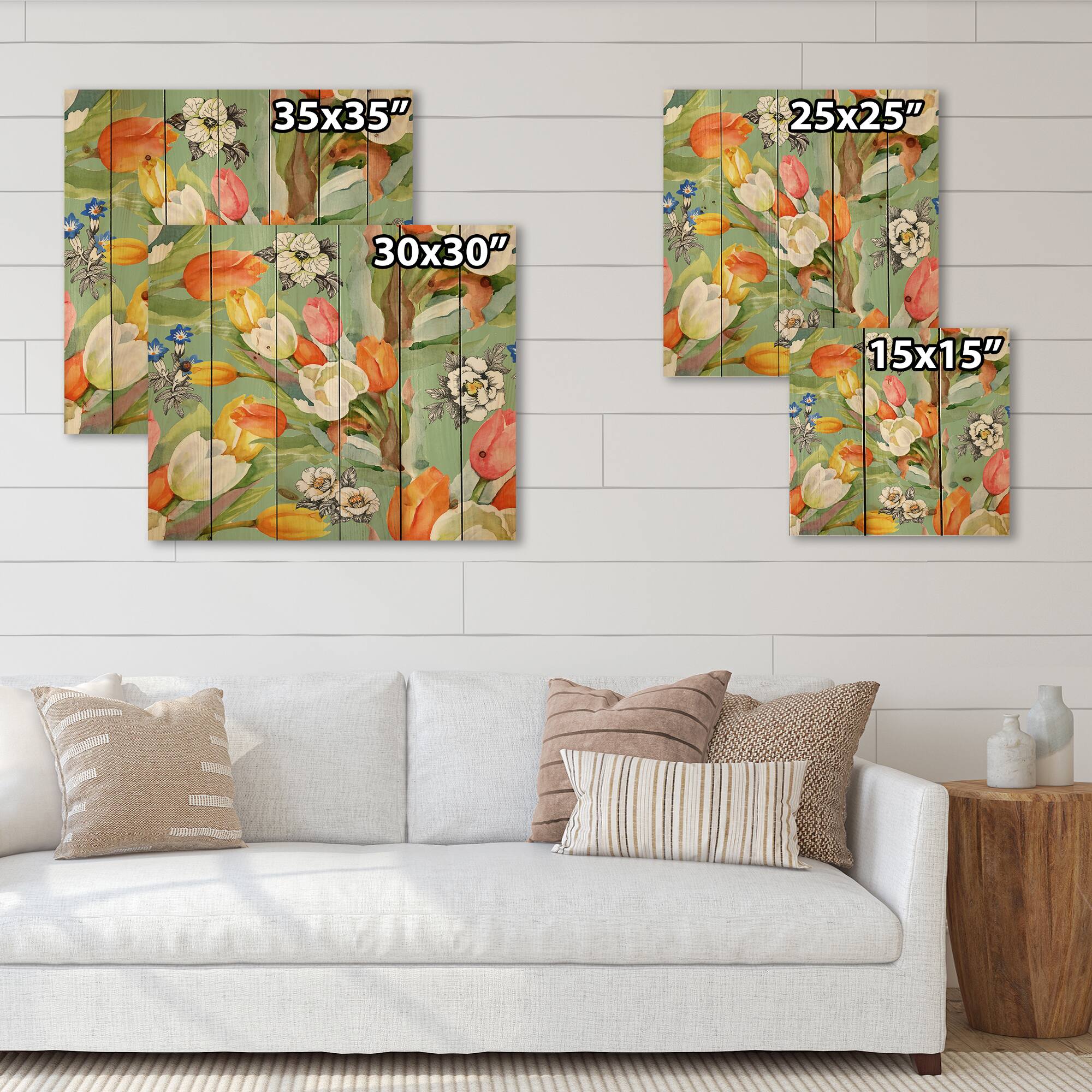 Designart - Blooming White and Orange Tulips III